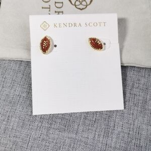 Kendra Scott Football Orange Goldstone Stud Earrings in Gold